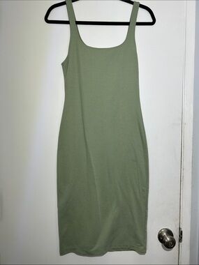 Zara Sage  Green Sleeveless Bodycon Midi Dress